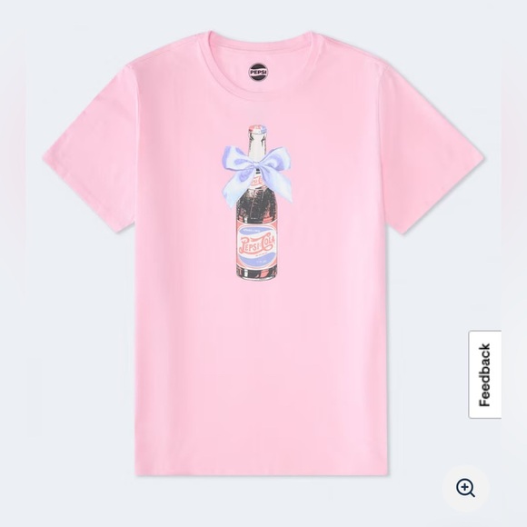 Pepsi Tops - Pepsi Pink Blue Bow Graphic Oversized T-Shirt
